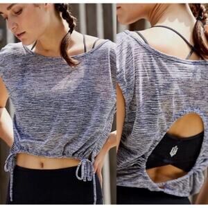 Free People FP Movement Blue Heathered Stripe Tie and True Top Women’s XS NWOT